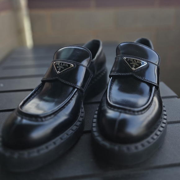 Prada Shoes - Prada Black Spazzolato Leather Slip-On Loafers